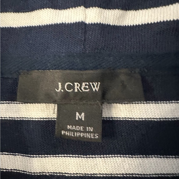 J. Crew Funnel Neck Pullover Mariner Cloth Nautical Navy/White Stripe Sz M - Picture 8 of 9